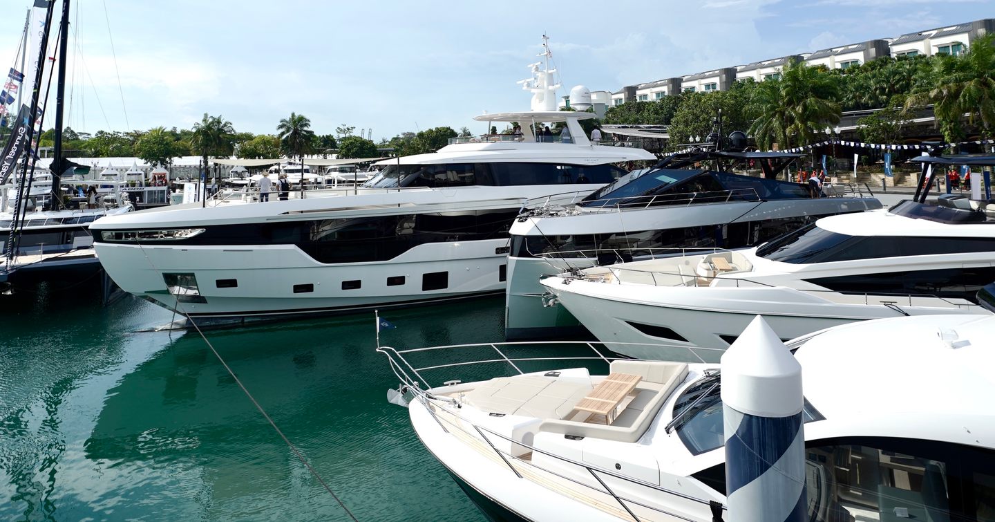 Motor yachts berthed in Singapore