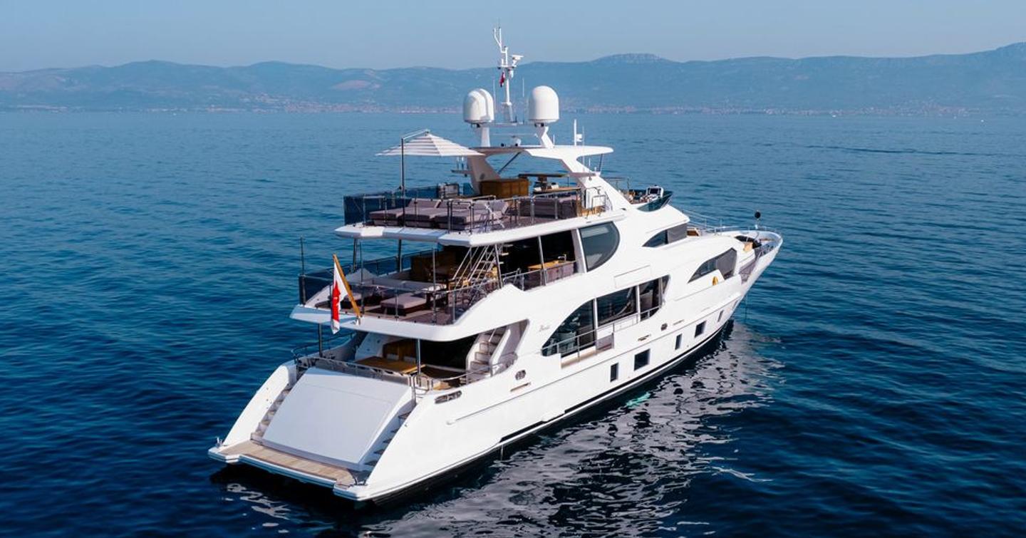 Benetti motor yacht Afina at anchor stern view 