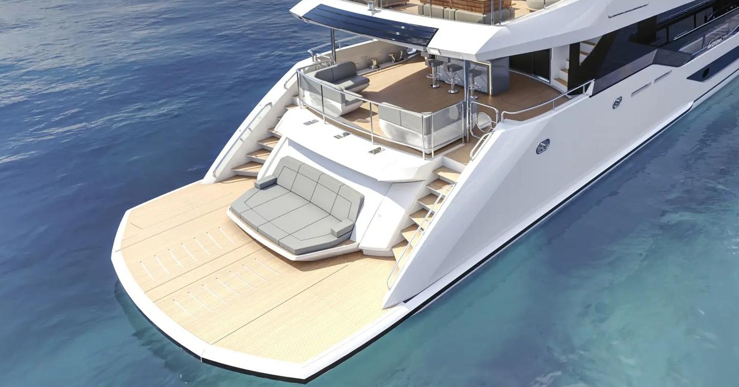 Rendering of Sunseeker 134 Superyacht beach club 