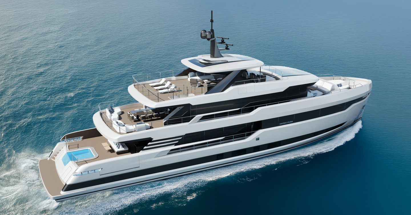 Rendering of Cantieri di Pisa Custom 40 under way
