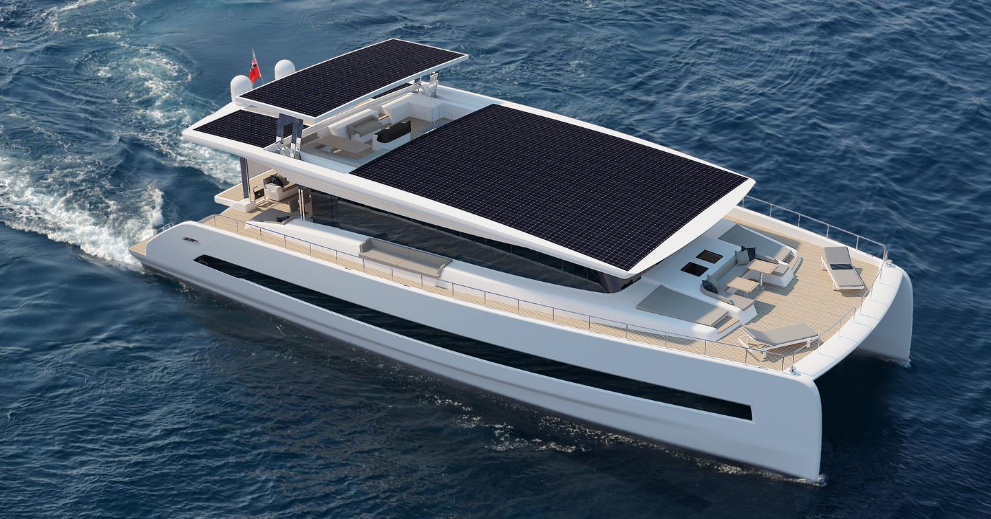 Rendering of Silent Yachts' SY80 catamaran under way
