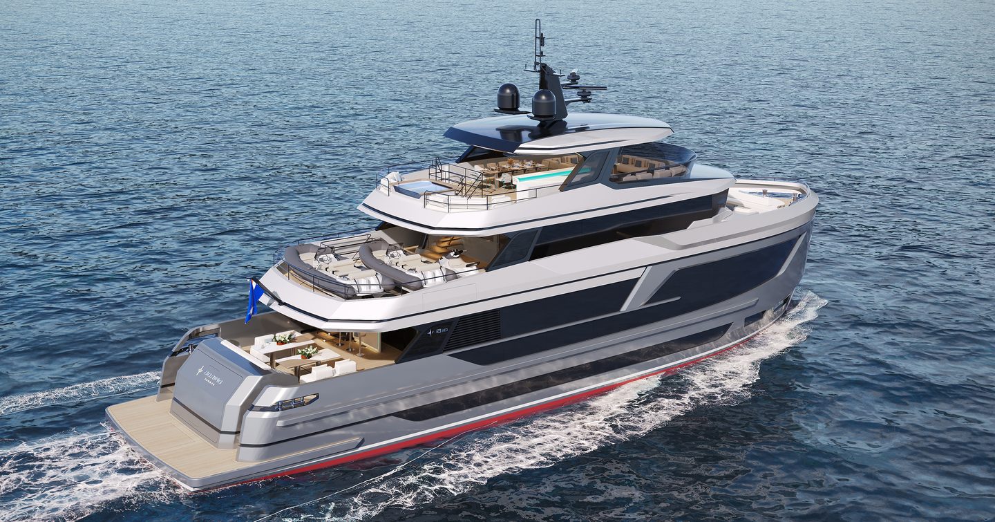 Bering 110/01 yacht underway side view 