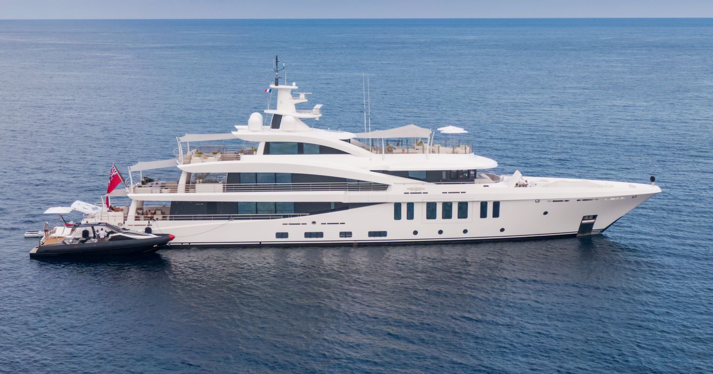 Superyacht Moonstone at anchor next to tender