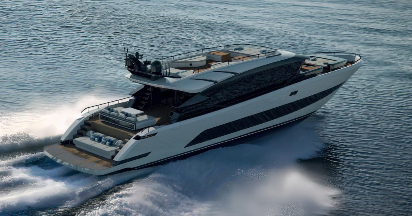 AB Yachts AB 95 superyacht under way