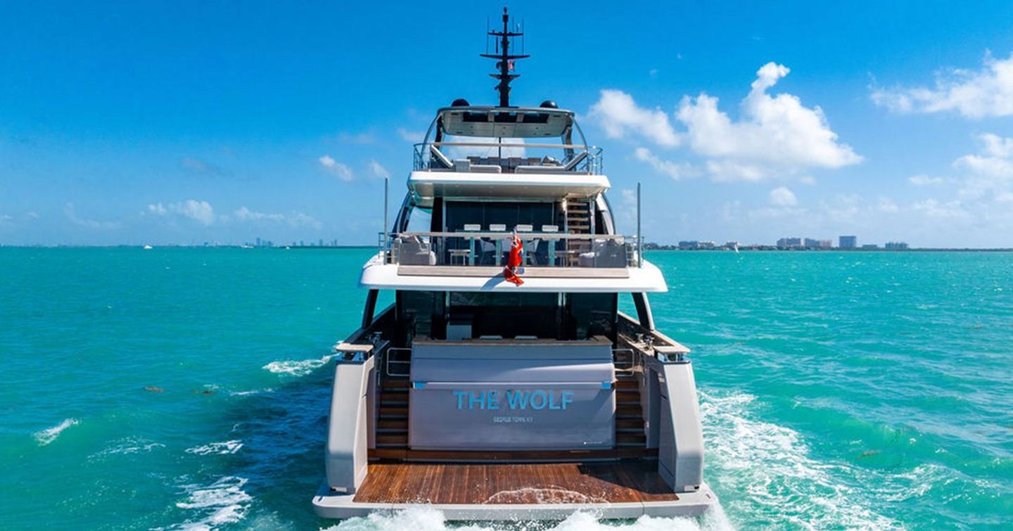  Superyacht The Wolf stern under way 