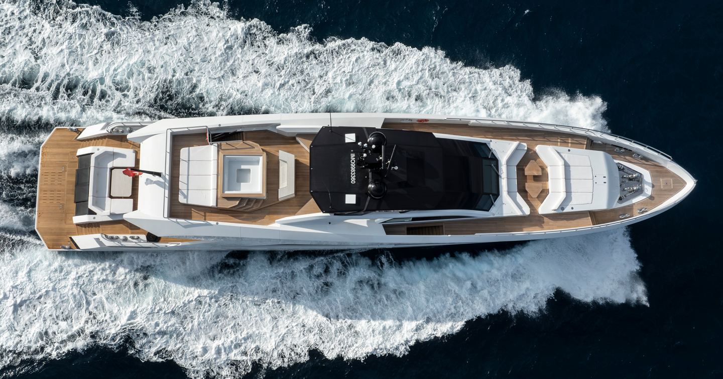 Aerial view of Alia Superyacht Ximena under way 