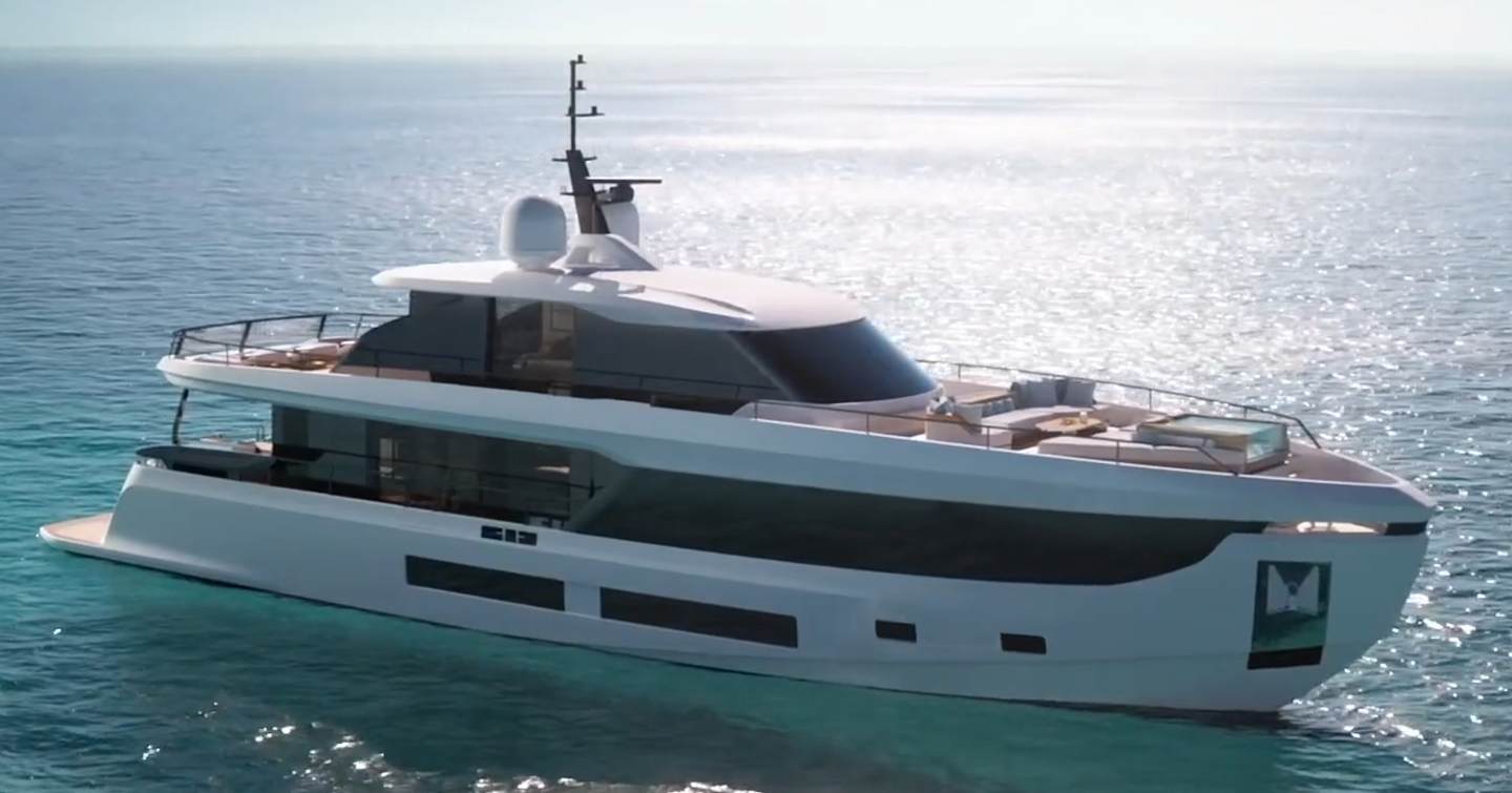 Azimut Grande 30M motor yacht at anchor 