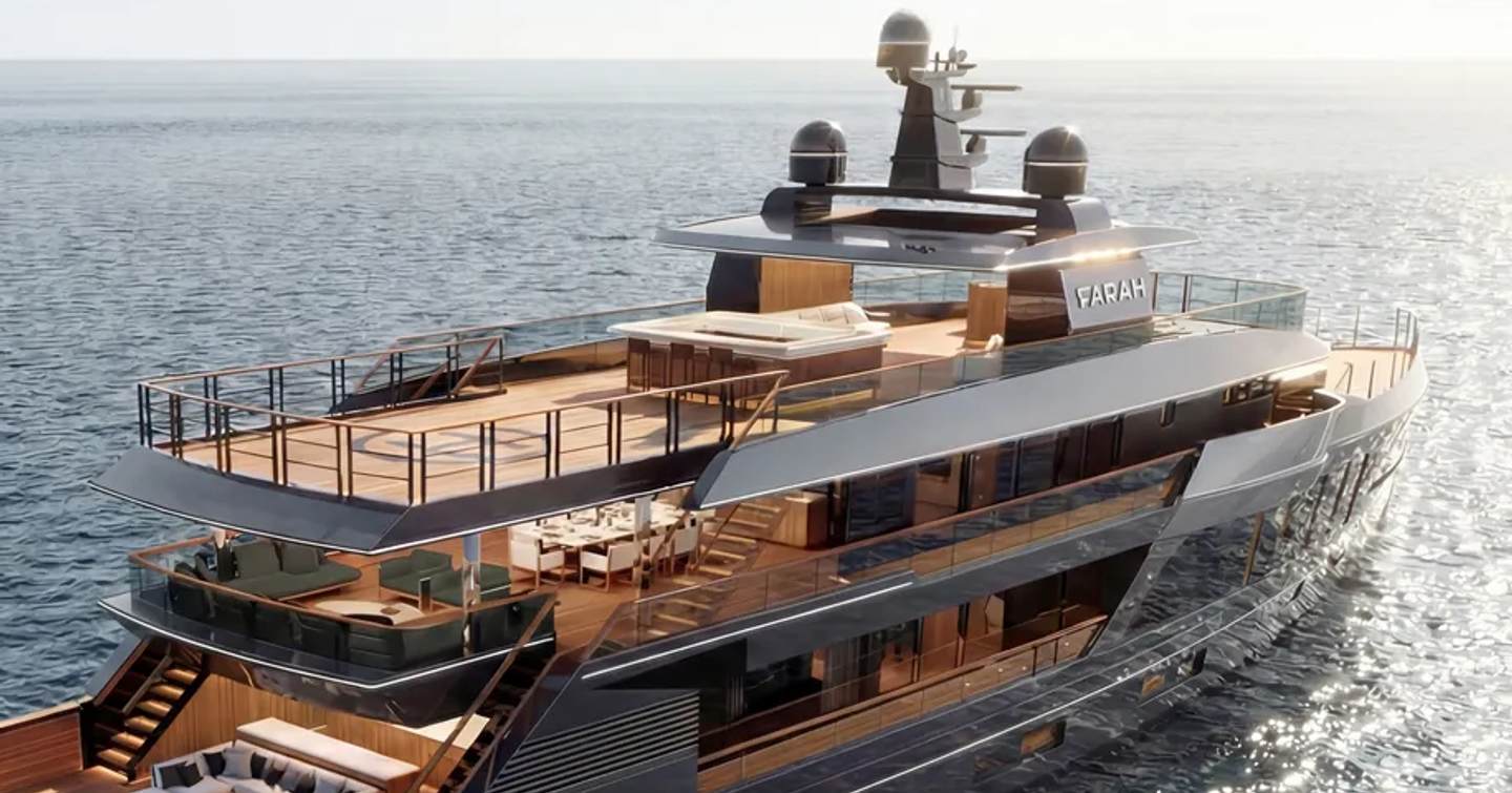 Rendering of Baglietto Project Farah Superyacht bow
