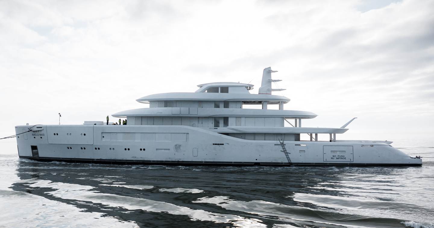 Amels superyacht Project Zurich at anchor side view 
