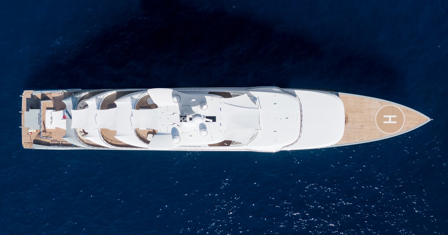 Feadship superyacht Moonrise at anchor aerial view 