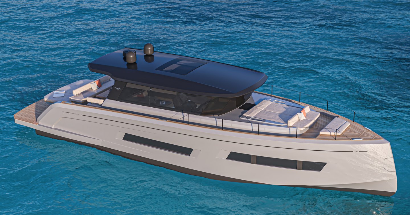 Pardo GT65 motor yacht at anchor side view 