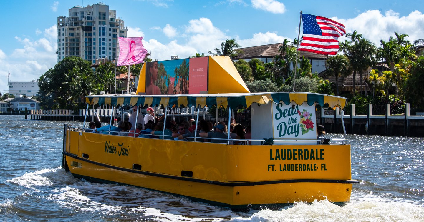 Water taxi transporting visitors at FLIBS