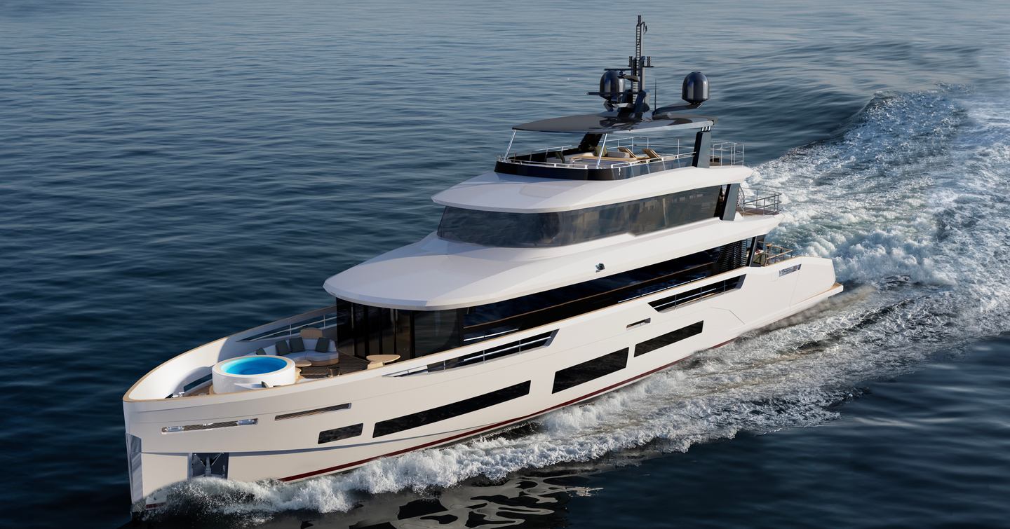 First Sirena 118 yacht underway side view 
