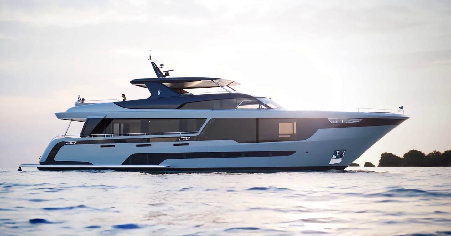 Rendering of Van der Valk motor yacht Project Berlin under way