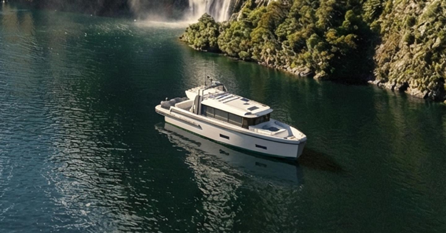 Arksen 55 motor yacht at anchor side view 