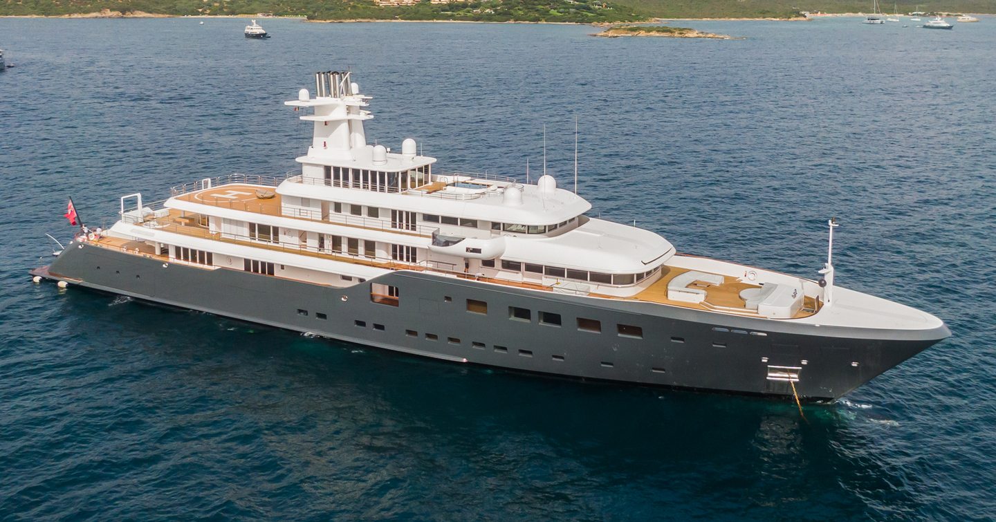 Superyacht Ice at anchor 