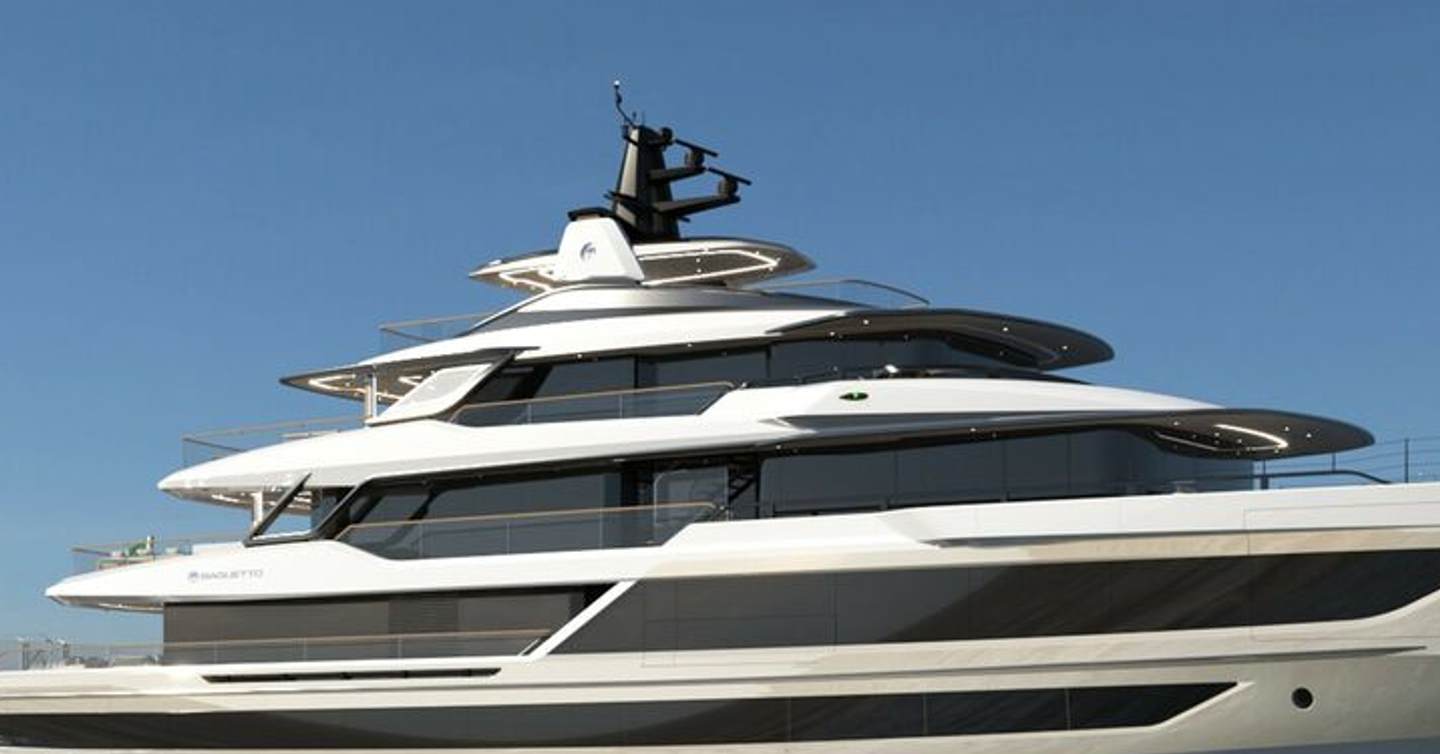 Third T60 superyacht at anchor close up 