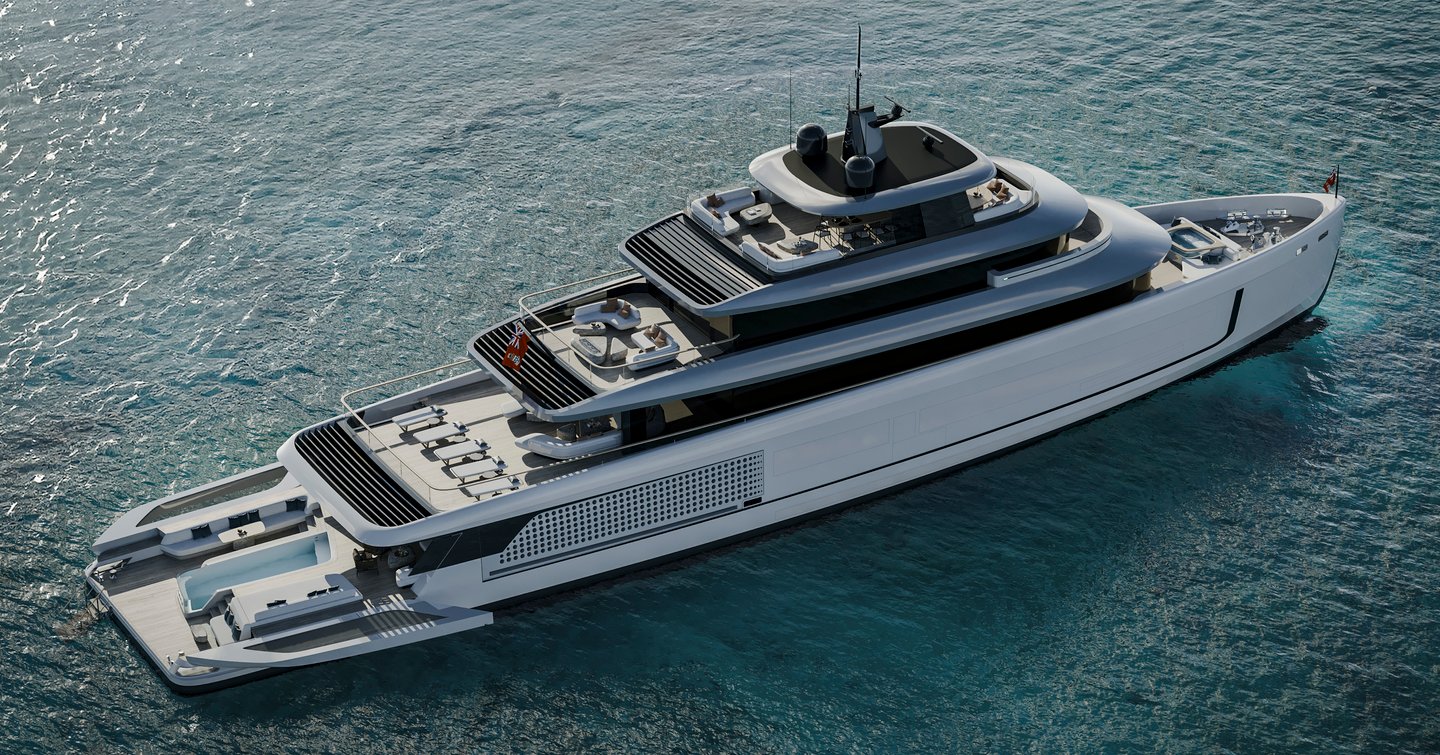 Aerial rendering of Benetti B.Yond 57M superyacht