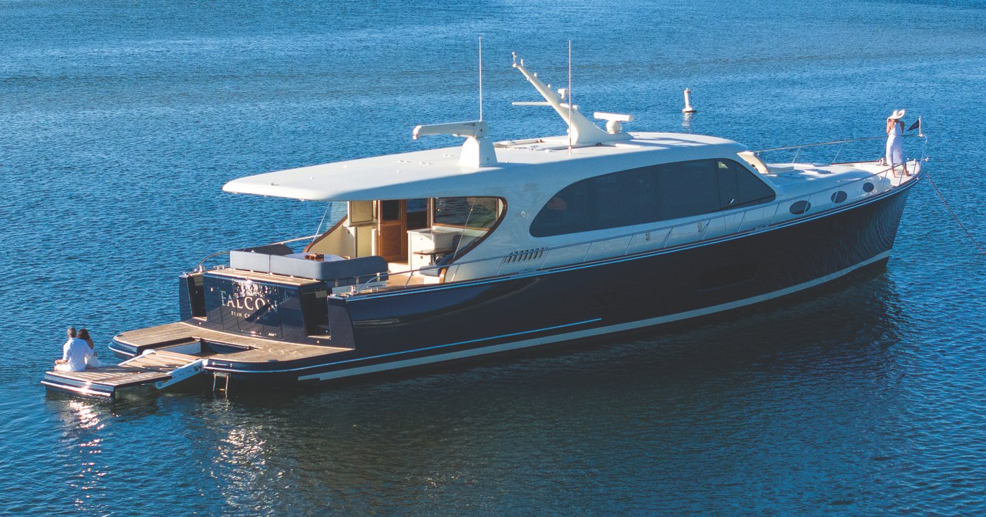 Palm Beach PB85 Sedan motor yacht at anchor