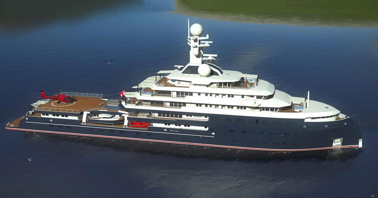 Lürssen superyacht O3 at anchor side view 
