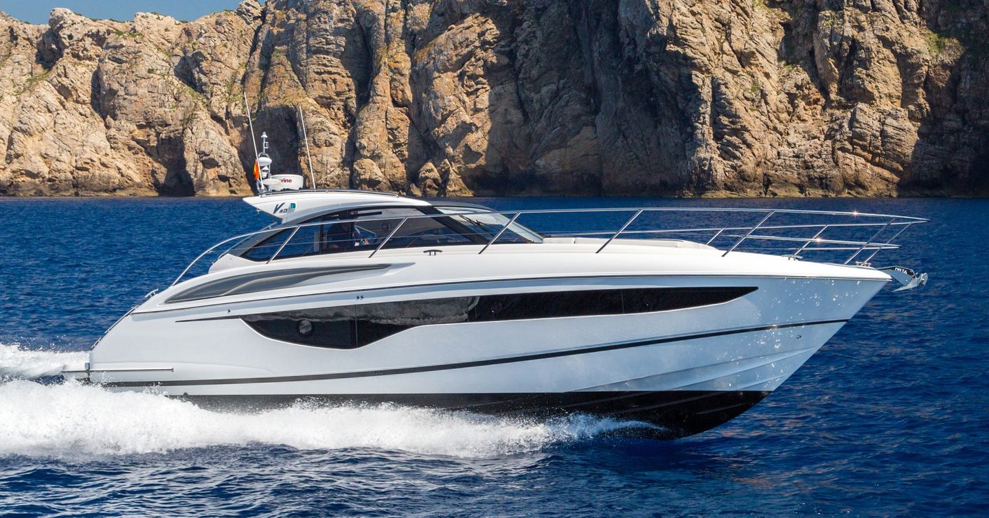 Princess V40 motor yacht under way