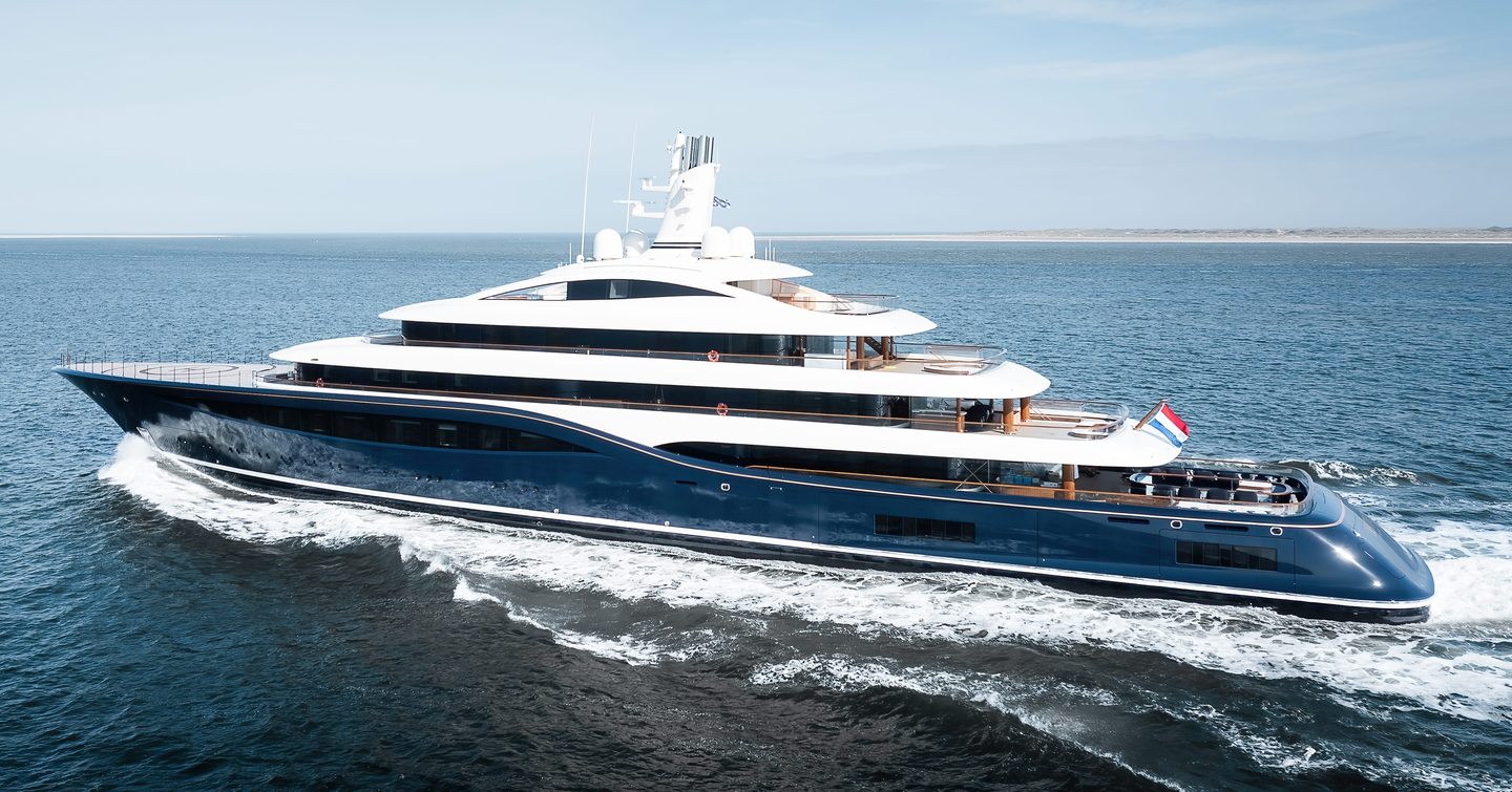 Feadship Superyacht Destiny (Project 1014) under way on sea trials 