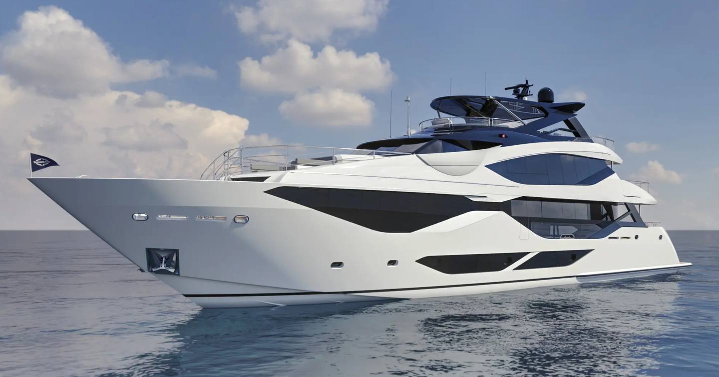 Rendering of Sunseeker 134 Superyacht at anchor 