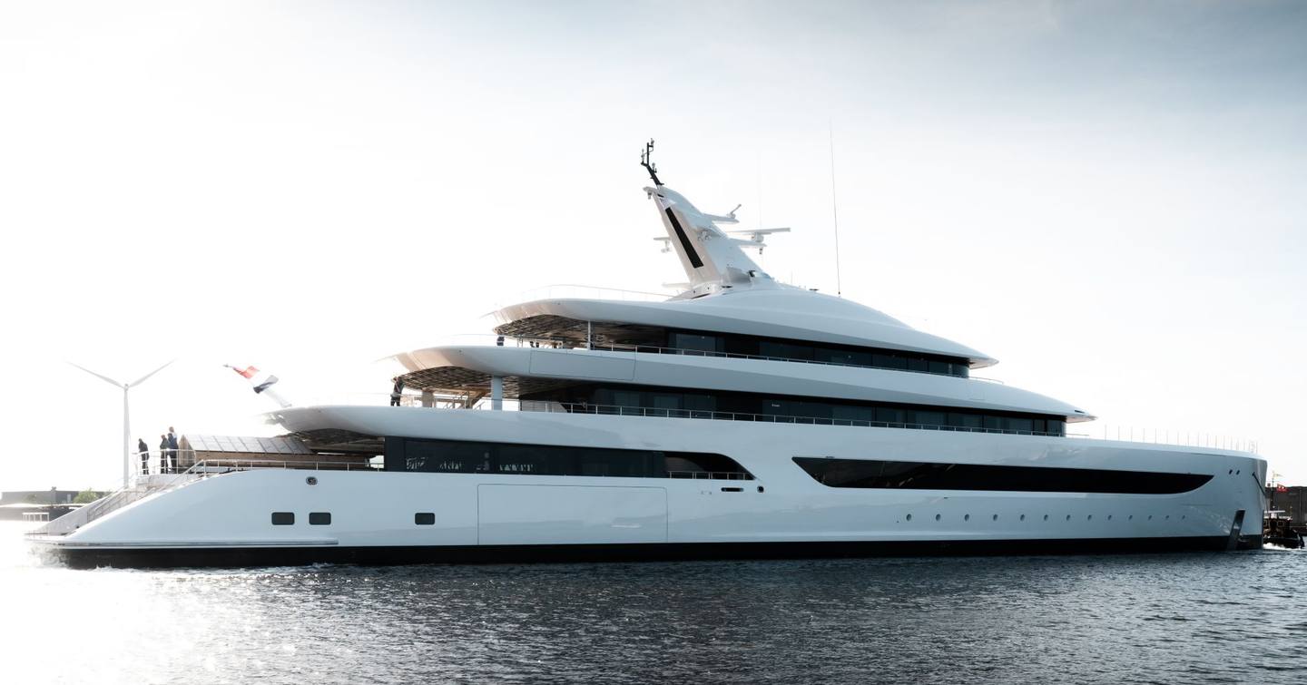 Feadship superyacht Milky Way at anchor view of aft decks 