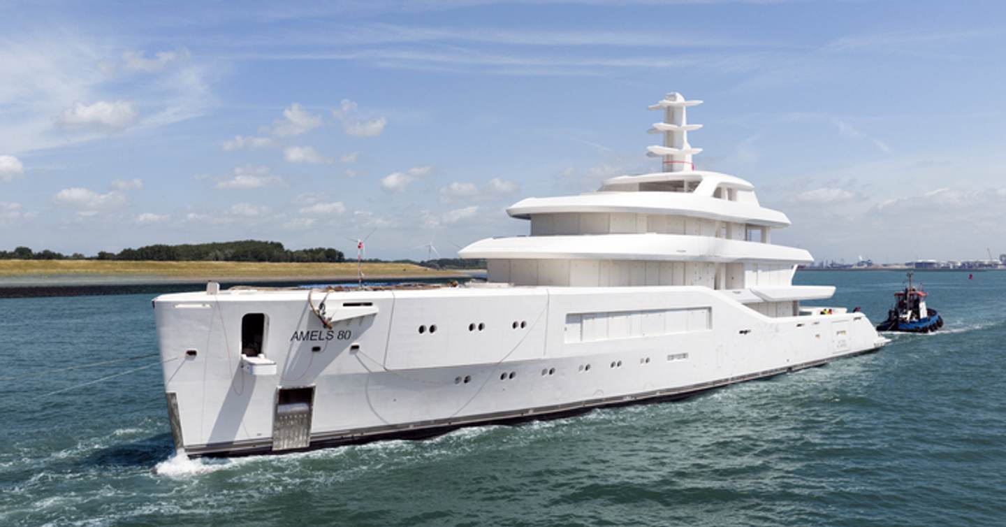 Amels 80 superyacht before outfitting under way