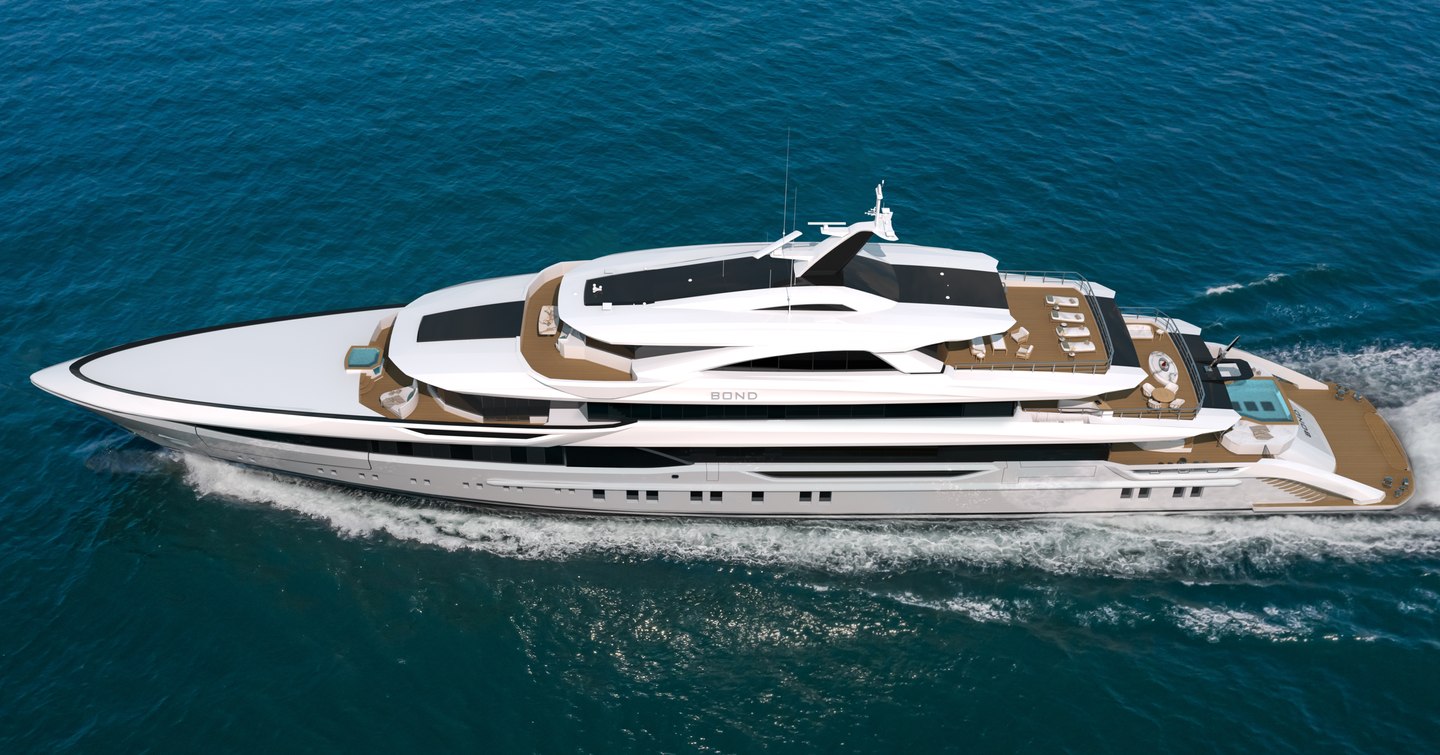 Rendering of Bilgin superyacht Project Bond under way 