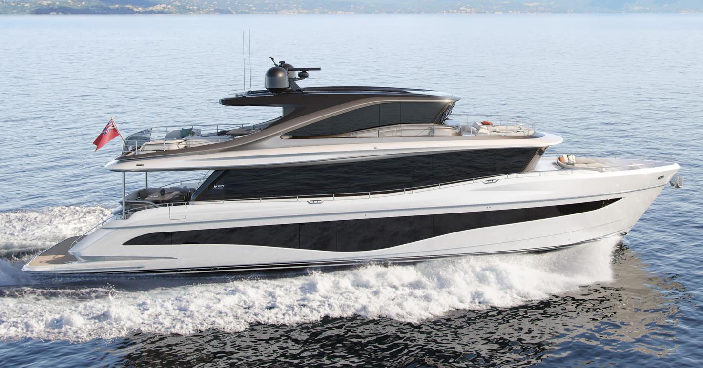 The Princess X80 motor yacht under way 