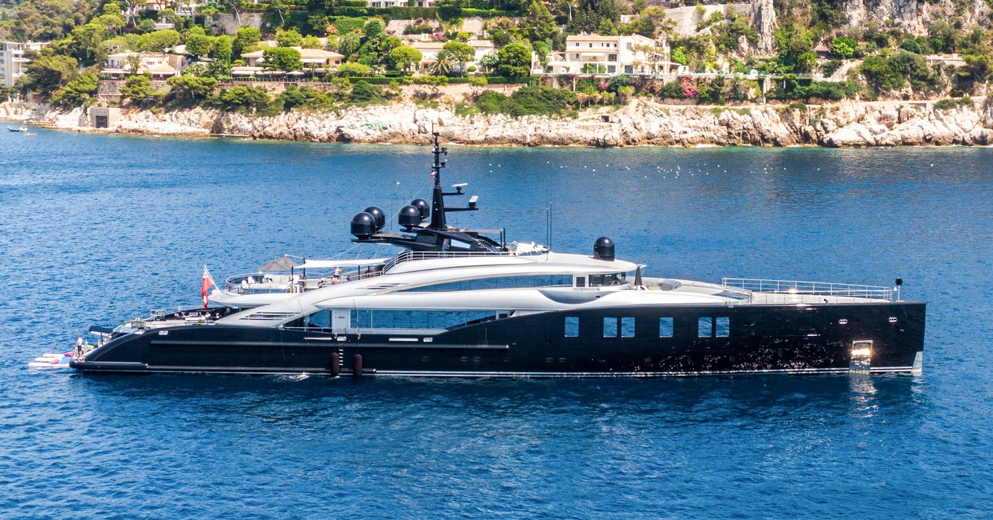ISA Yachts superyacht Okto at anchor side view 