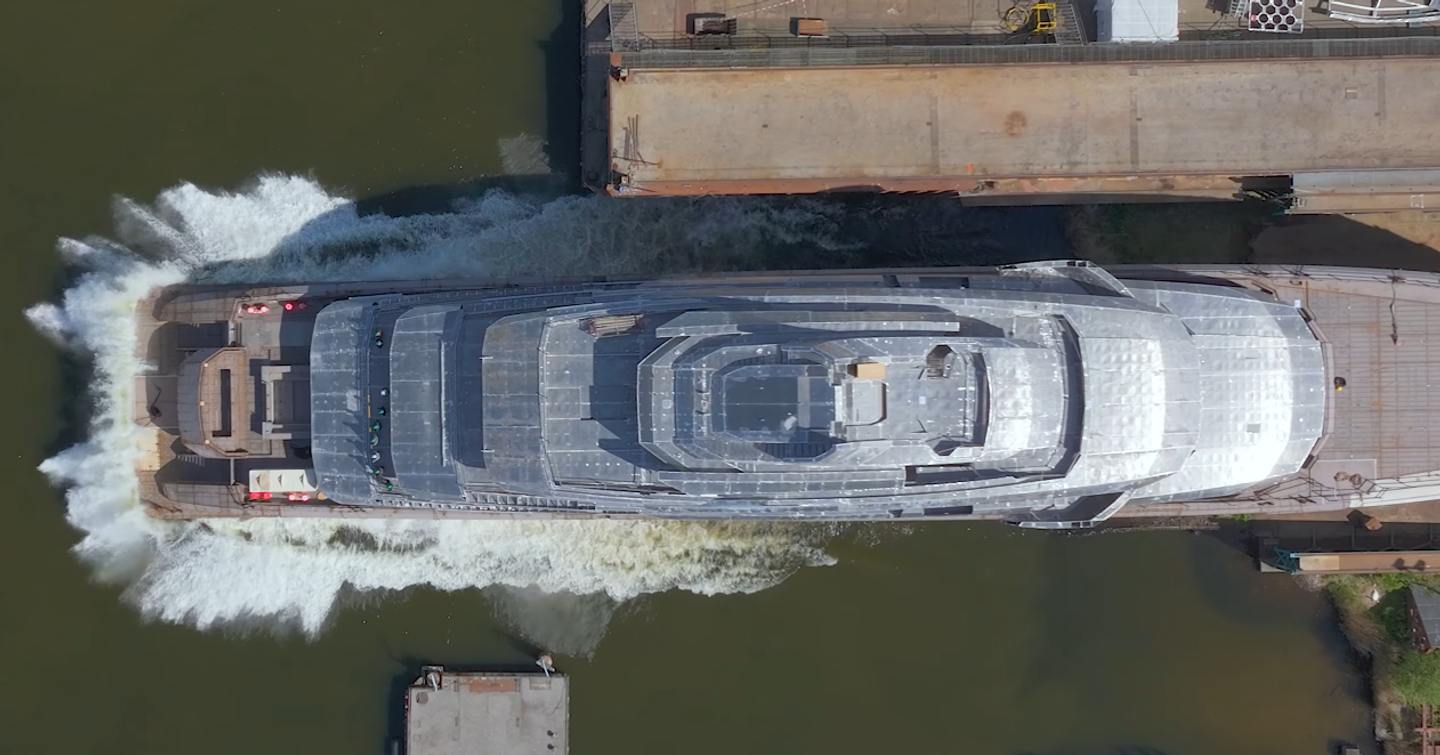 Aerial view of Lürssen Superyacht Project Ziggy at technical launch