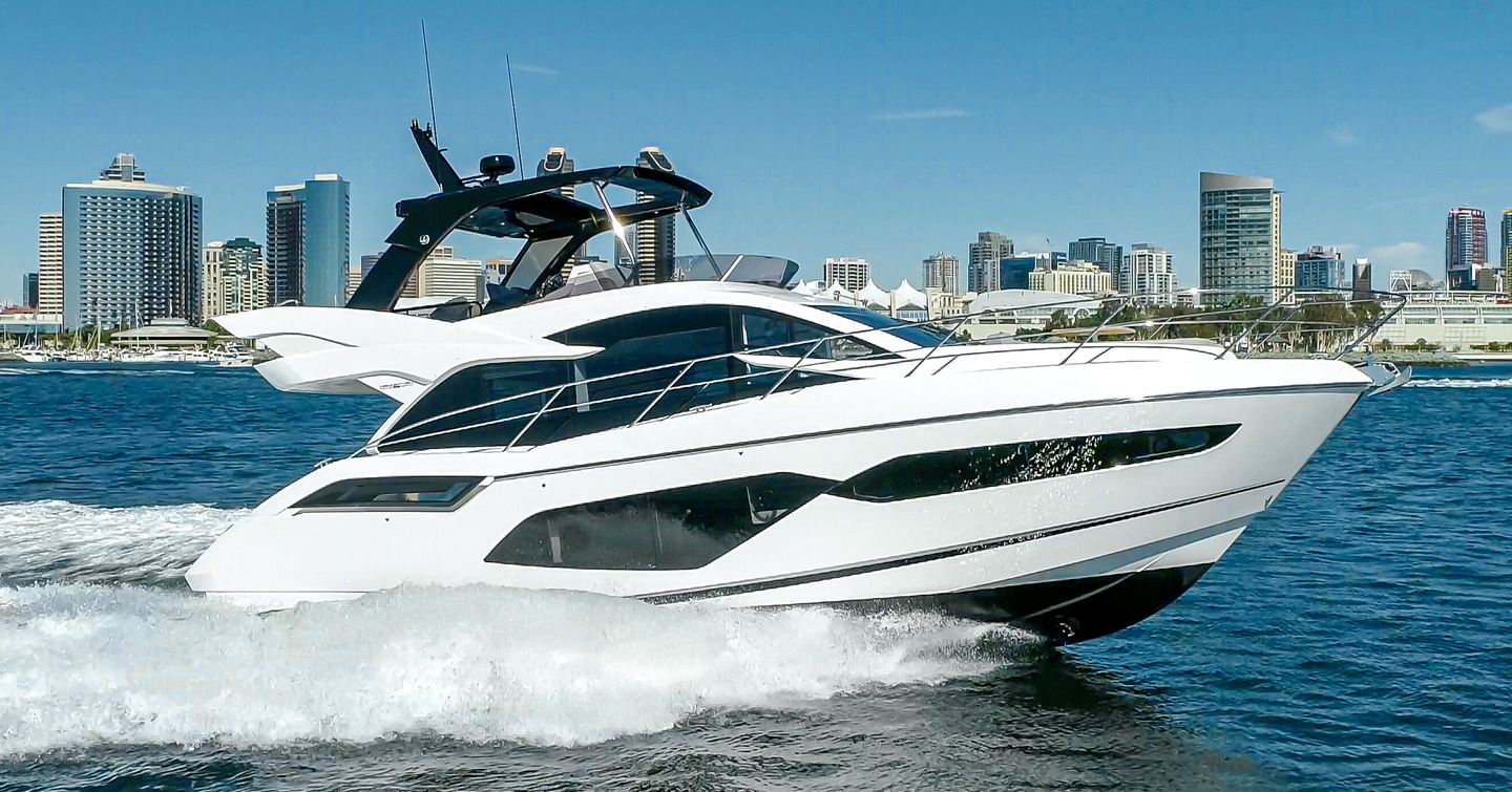 Sunseeker Manhattan 55 motor yacht under way 