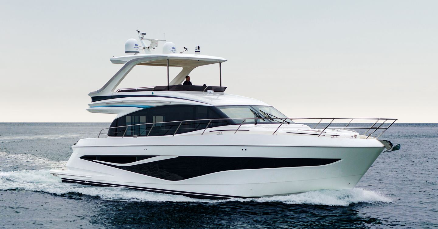 Princess F58 motor yacht under way