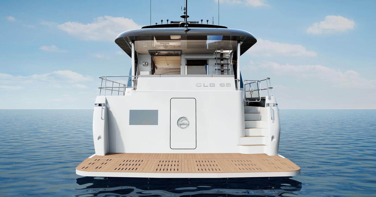 Rendering of CL Yachts CLB65 SUV boat beach club