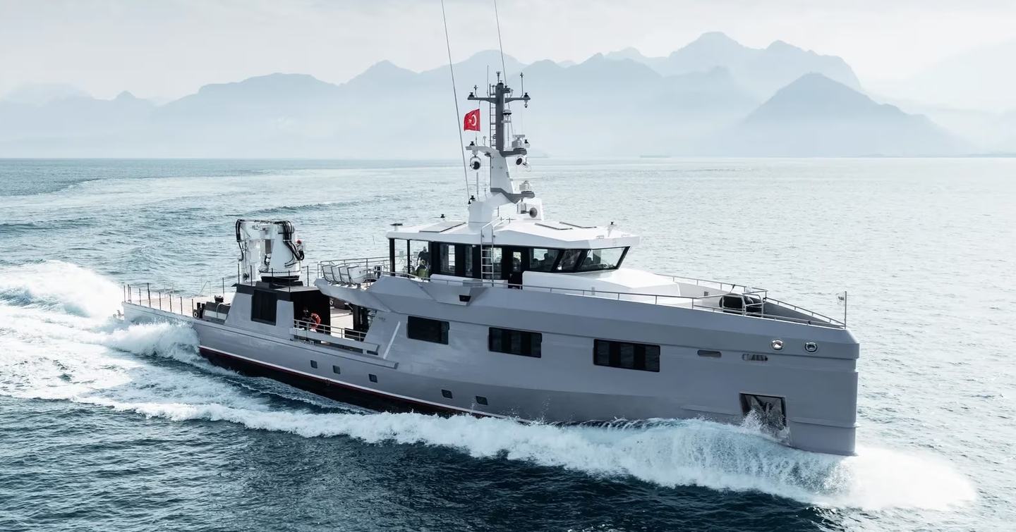 Damen YS 53 Support Yacht Rafter under way on sea trials 
