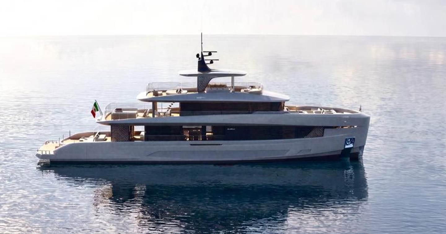Rendering of Bellini Yacht Eternal 36 motor yacht at anchor
