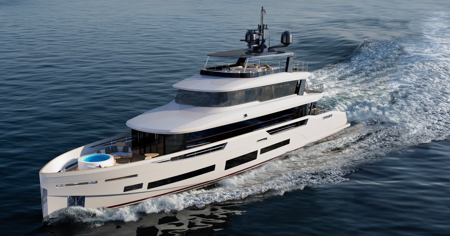 Sirena 118 superyacht underway at speed 