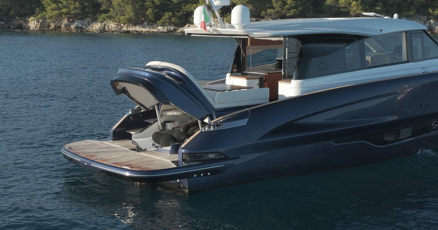 Solaris-Power-60-Coupe-Review-aft-platform-with-opening-garage-and-tender-storage