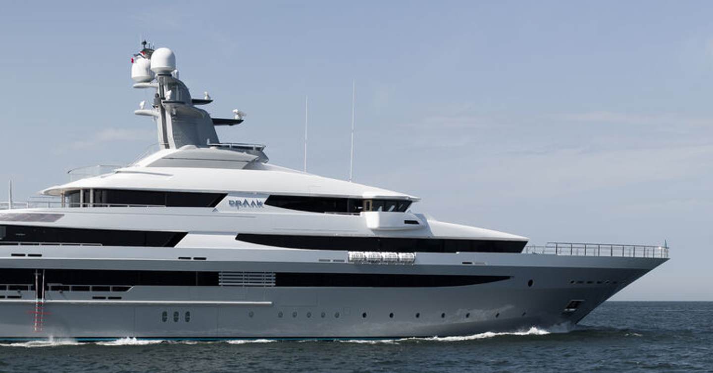 Oceanco superyacht Draak underway side view 
