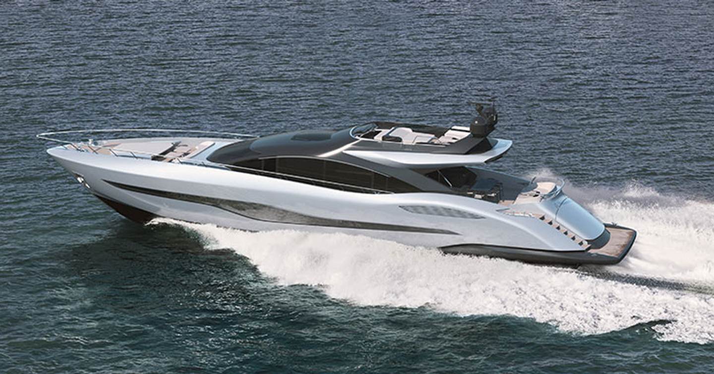 Mangusta 104 REV motor yacht under way at speed 