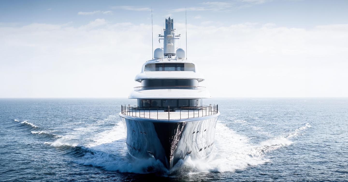 Feadship superyacht Destiny underway bow view