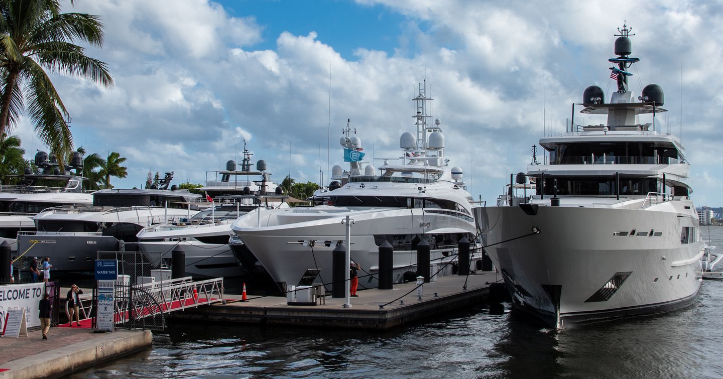 Superyachts berthed at FLIBS