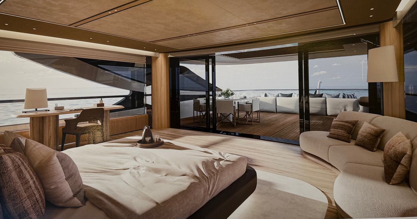 Rendering of Benetti B.Now 52M superyacht master cabin