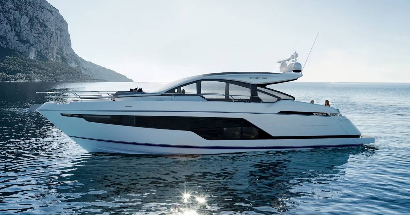 Rendering of Fairline Targa 58 GTO Motor Yacht at anchor 