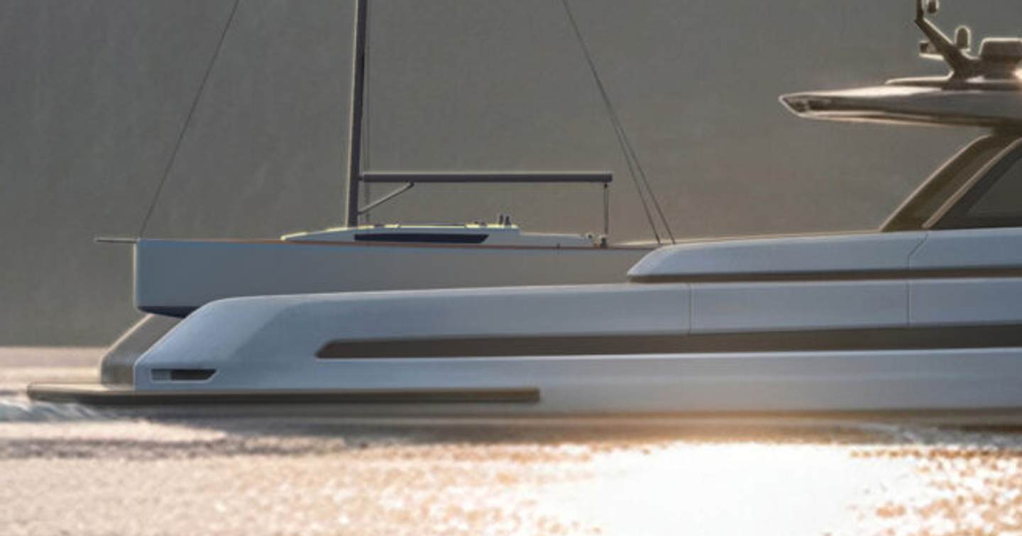 Close up rendering of new Extra X70 Shadow Yacht aft deck