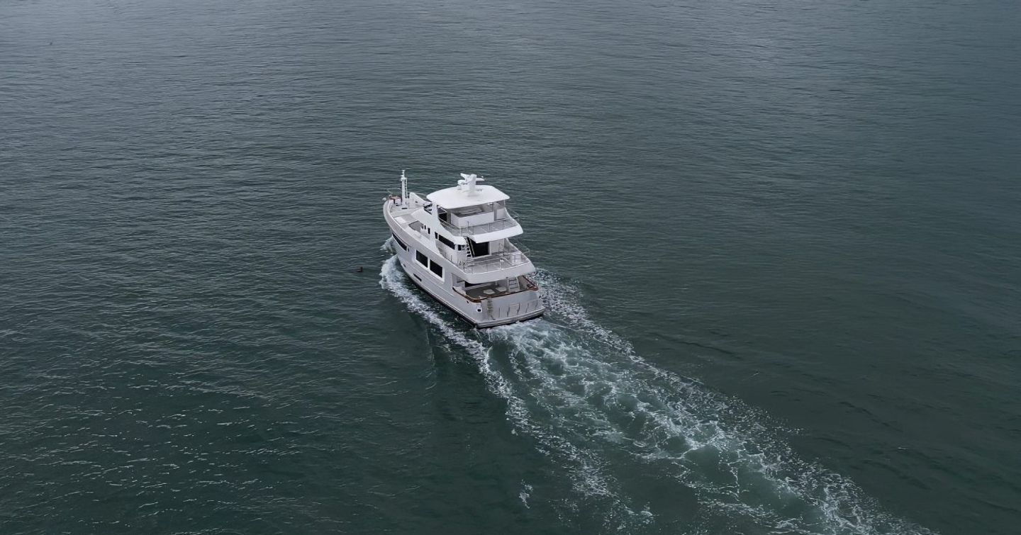 Nordhavn's N71 motor yacht underway stern view 