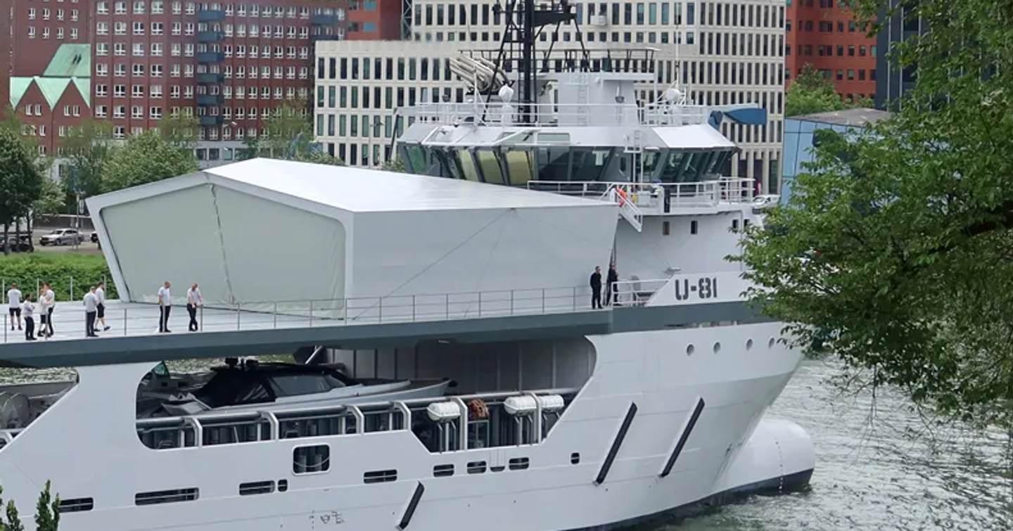 Close up of support vessel U-81 bow post-conversion 