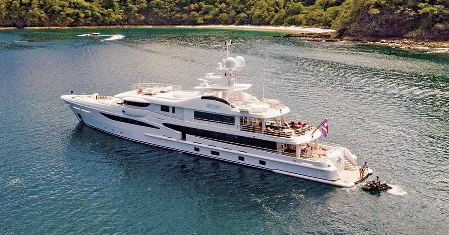 Amels superyacht Step One at anchor stern view 